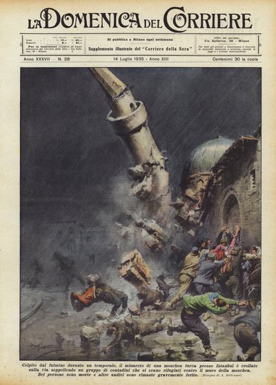 Minaret turecké mešity nedaleko Istanbulu zasáhl během bouřky blesk ? od Achille Beltrame