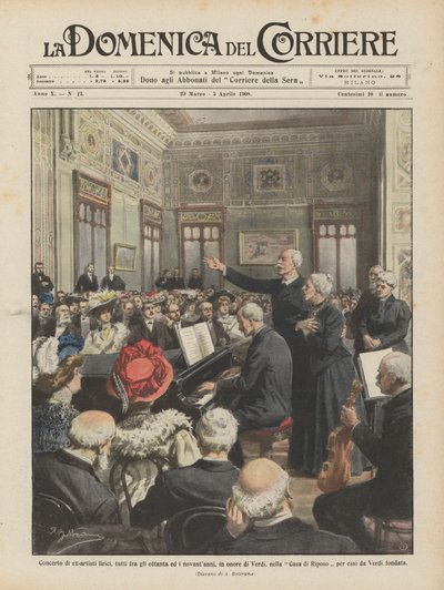 Koncert bývalých operních umělců, všem mezi osmdesáti a devadesáti, na Verdiho počest? od Achille Beltrame