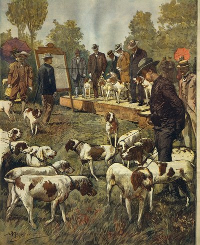 Výstava a polní zkoušky loveckých psů v San Siro (Milano), Achille Beltrame (1871-1945), z La Domenica del Corriere, 2. července 1899 od Achille Beltrame