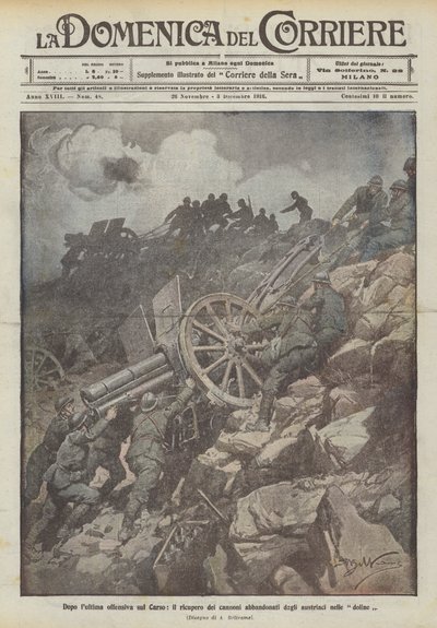 Po poslední ofenzivě na Krasu se podařilo získat děla, která Rakušané zanechali v dolinách. od Achille Beltrame