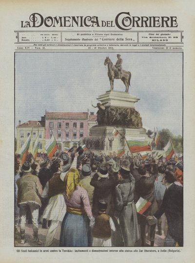 Balkánské státy ve zbrani proti Turecku, podněcování a demonstrace kolem sochy? od Achille Beltrame
