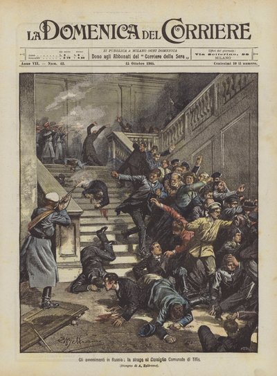 Události v Rusku, masakr v městské radě Tiflis od Achille Beltrame