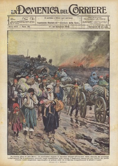 Řekové prchající ze Smyrny, řecko-turecká válka (1919-22) 1922 od Achille Beltrame