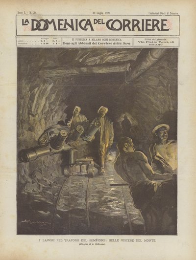 Práce pro tunel Simplon, ve Viscere Del Monte od Achille Beltrame