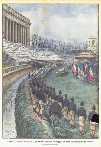 Královská rodina v Miláně od Achille Beltrame