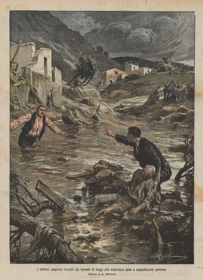 Vesuvské obce zasáhly přívaly bahna, které odnesly domy a pohřbily lidi od Achille Beltrame