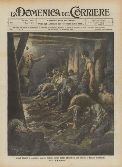 Při velkých katastrofách v Americe našli italští horníci napůl udušené v hořícím dole v Illinois od Achille Beltrame