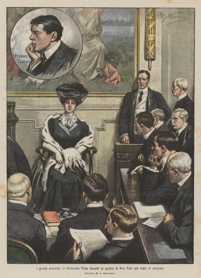 Velké procesy, milionář Thaw před newyorskými soudci za zločin vraždy od Achille Beltrame