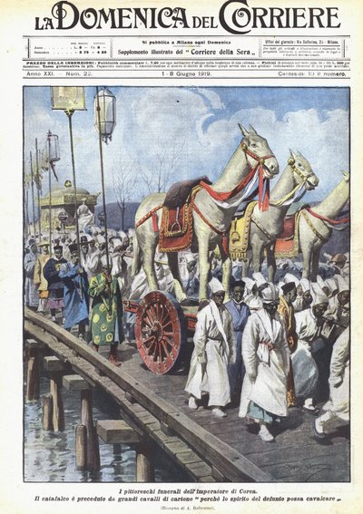 Barevný pohřeb korejského císaře od Achille Beltrame