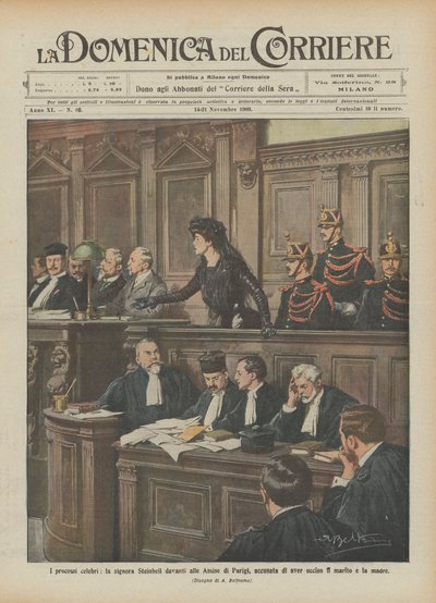 Slavné procesy, paní Steinheilová před porotou v Paříži, obviněná z vraždy? od Achille Beltrame
