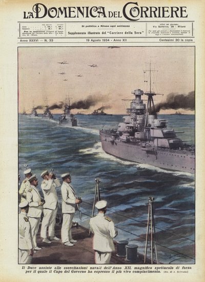 Duce se účastní námořních cvičení roku XII, velkolepé přehlídky síly ? od Achille Beltrame