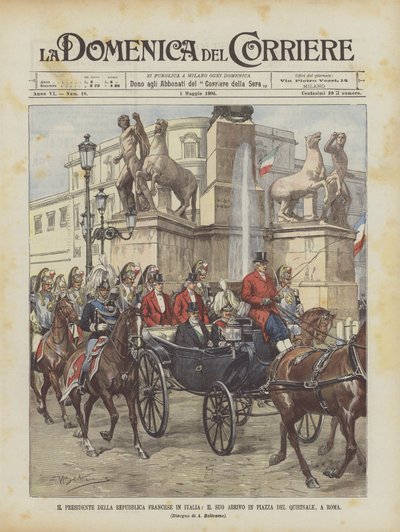 Prezident Francouzské republiky v Itálii, jeho příjezd na náměstí Piazza del Quirinale v Římě od Achille Beltrame