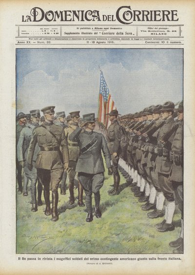 Král hodnotí nádherné vojáky prvního amerického kontingentu, kteří dorazili na italskou frontu od Achille Beltrame