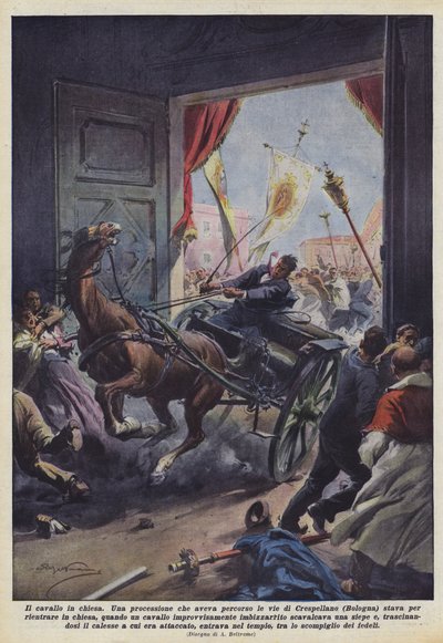 Kůň v kostele od Achille Beltrame