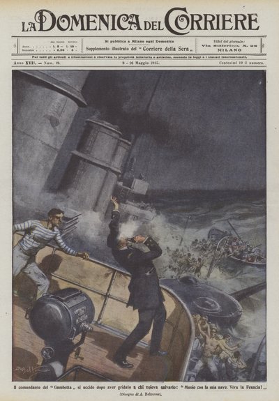 Velitel Gambetty se zabije poté, co zakřičel na ty, kteří ho chtěli zachránit, umírám se svým? od Achille Beltrame