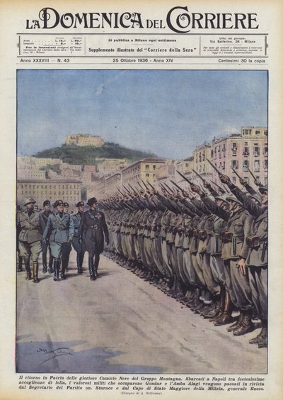 Návrat slavných černých košil horské skupiny do vlasti od Achille Beltrame