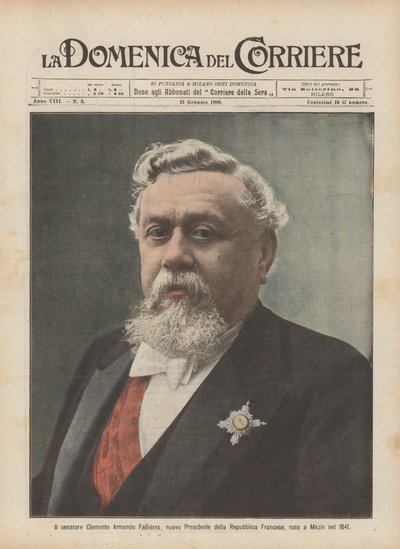 Senátor Clemente Armando Fallieres, nový prezident Francouzské republiky, narozený v Mezin v roce 1841 od Achille Beltrame