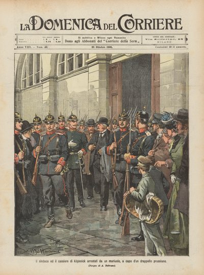 Starosta a pokladník Kopenicku zatčeni zlodějem v čele pruské jednotky od Achille Beltrame