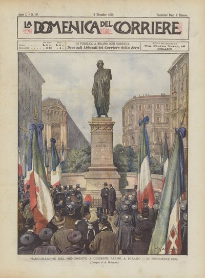 Inaugurace pomníku Giuseppe Parini, v Miláně, 26. listopadu 1899 od Achille Beltrame