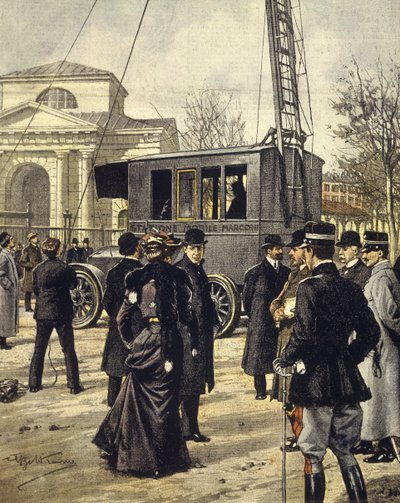 Italský fyzik Guglielmo Marconi se účastní experimentů s první mobilní rozhlasovou stanicí v Miláně 30. prosince od Achille Beltrame