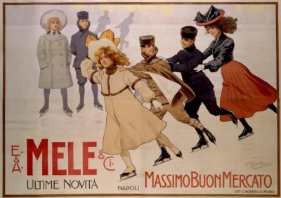 Mladí bruslaři / plakát 1902 od Achille Beltrame