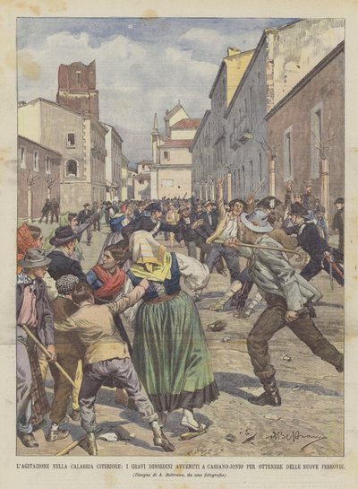 Agitace v Kalábrii až sem, vážné poruchy nastaly v Cassano-Jonio, aby získali nové železnice od Achille Beltrame