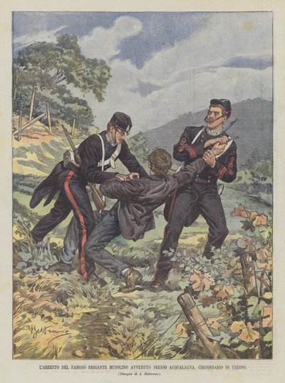Zatčení slavného Brigante Musolino se odehrálo v Acqualagna, v okrese Urbino od Achille Beltrame