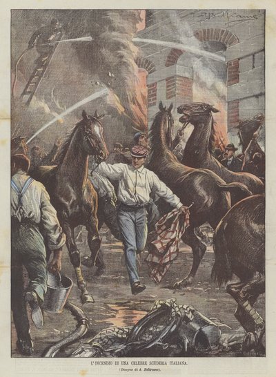Požár ve slavné italské dostihové stáji od Achille Beltrame