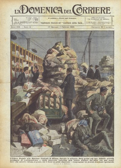 Pošta na hlavním nádraží v Miláně, během stávky od Achille Beltrame