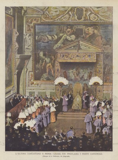 Poslední konzistoř V Římě vyhlašuje nové kardinály Lev XIII od Achille Beltrame