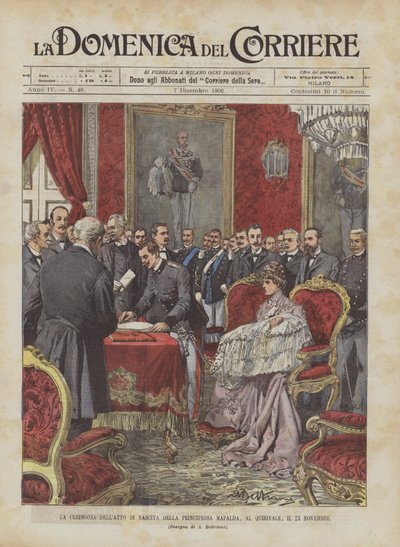Ceremoniál rodného listu princezny Mafaldy, v Quirinale, 23. listopadu od Achille Beltrame