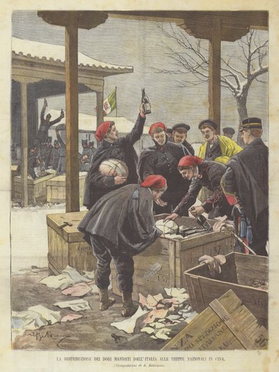 Distribuce dárků zaslaných z Itálie národním jednotkám v Číně od Achille Beltrame