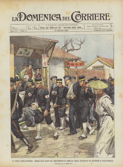 Rusko-japonská válka, ruští námořníci zraněni v boji proti Chemulpo (Korea) Převezeni? od Achille Beltrame
