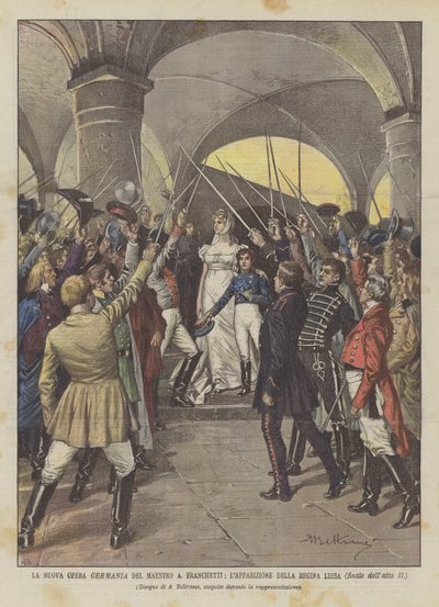 Nová německá opera od Maestra A Franchettiho, Zjevení královny Louise (finální část II. dějství) od Achille Beltrame