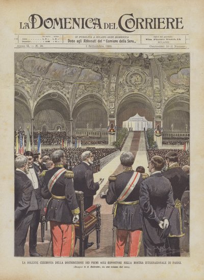 Slavnostní ceremoniál předání cen vystavovatelům na mezinárodní výstavě v Paříži od Achille Beltrame
