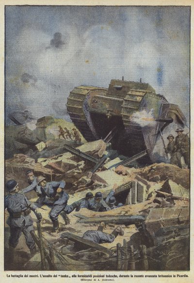 Bitva příšer od Achille Beltrame