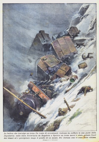 Bouře se přežene přes vlak od Achille Beltrame