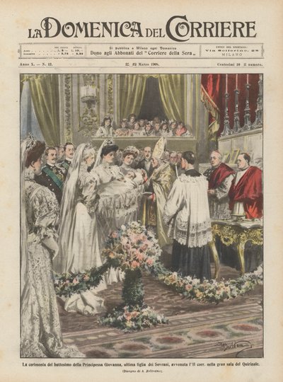 Slavnostní křtiny princezny Jeanne, poslední panovnické dcery, které se konaly 11. ? od Achille Beltrame