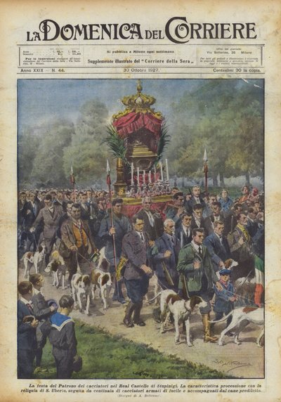 Svátek patrona lovců na královském hradě Stupinigi od Achille Beltrame