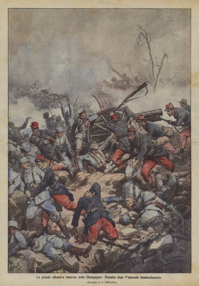Velká francouzská ofenzíva v Champagne, útok po vnitřním bombardování od Achille Beltrame