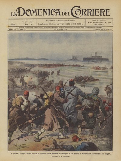 Válka, turecká vojska poslala posílit poloostrov Gallipoli čí vylodění? od Achille Beltrame