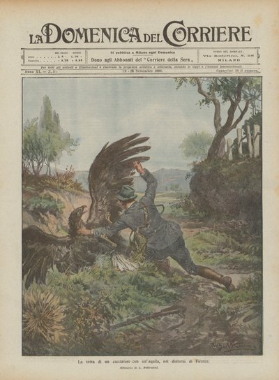 Boj lovce s orlem nedaleko Florencie od Achille Beltrame