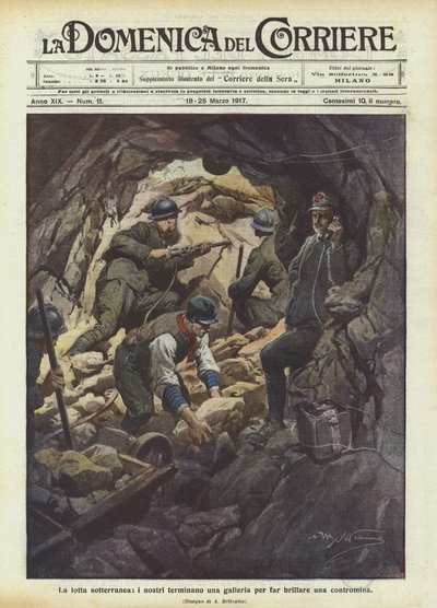 V podzemním boji naši lidé dokončují tunel, aby zazářil protimině od Achille Beltrame