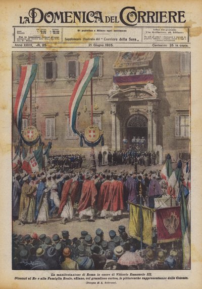 Demonstrace v Římě na počest Viktora Emanuela III. od Achille Beltrame