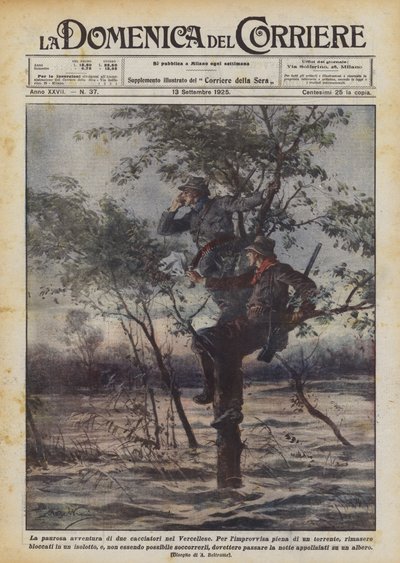Děsivé dobrodružství dvou lovců v oblasti Vercelli od Achille Beltrame
