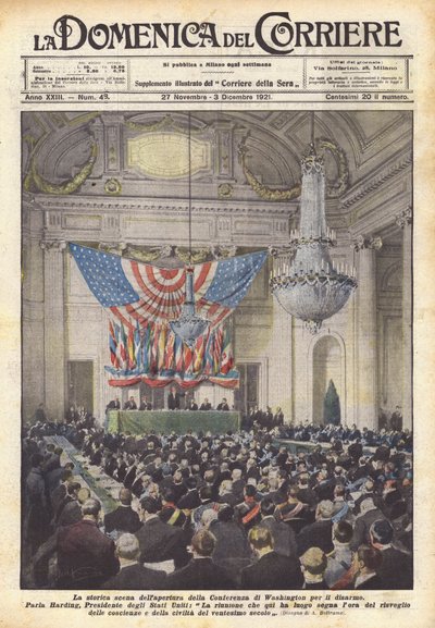 Historická scéna zahájení washingtonské konference o odzbrojení od Achille Beltrame