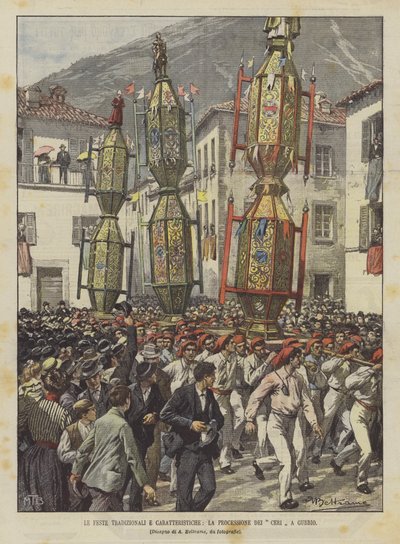 Tradiční a charakteristické festivaly, průvod svíček v Gubbiu od Achille Beltrame