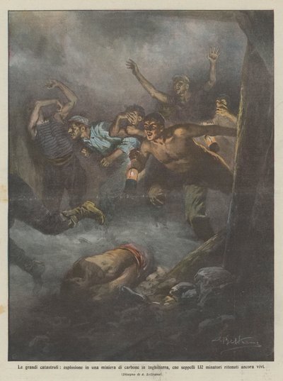 Velké katastrofy, výbuch v uhelném dole v Anglii, co pohřbilo 132? od Achille Beltrame