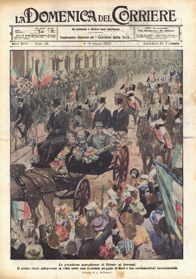 Velkolepé uvítání panovníků v Terstu od Achille Beltrame