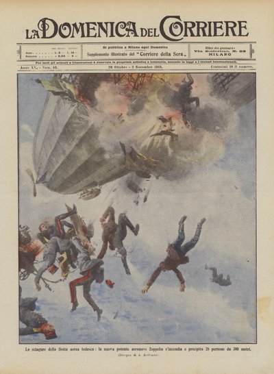 Neštěstí německé letecké flotily, synchronizace a havárie nové výkonné vzducholodě Zeppelin? od Achille Beltrame
